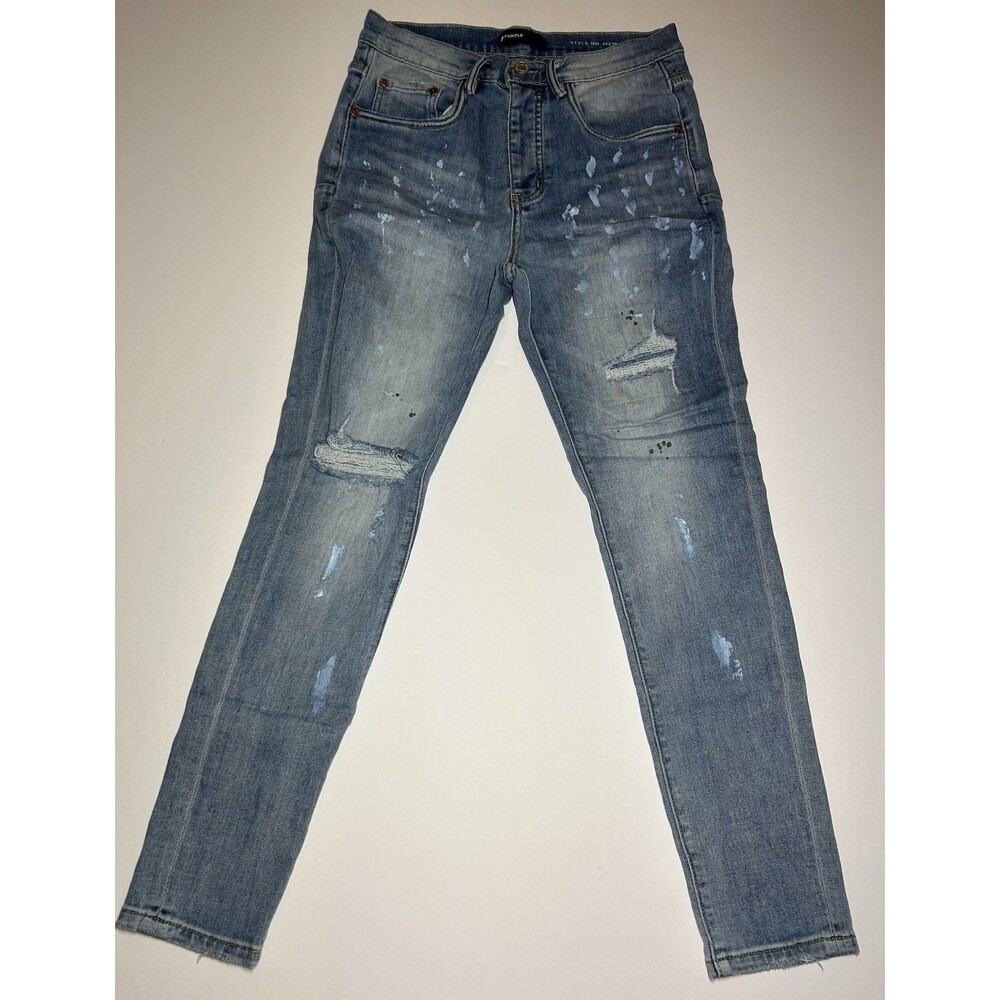 Purple Brand Indigo Paint Jeans Women Slim Low Rise Size 30X28 P001 Med Wash